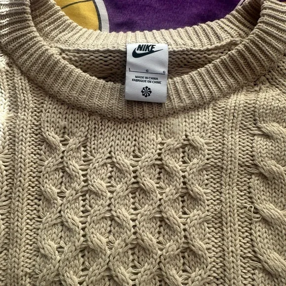 Nike Beige Cable Knit Sweater - Picture 2 of 3